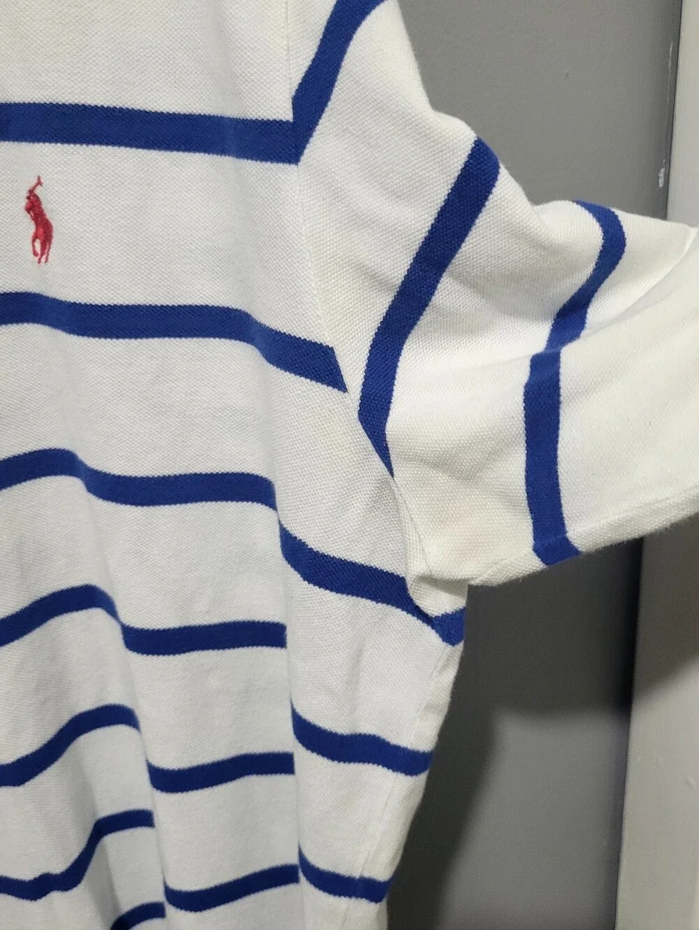 Ralph Lauren By Polo White & Blue Striped Collar Pullover Sz 2xlt